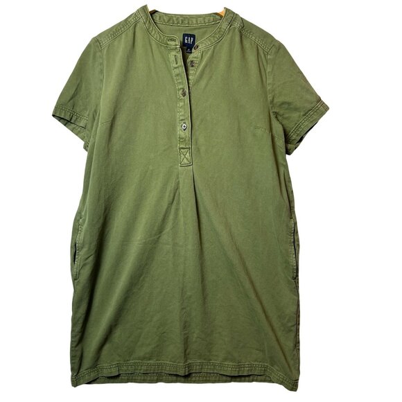 Gap Womens Green Short-Sleeve Tunic Dress M Lyocell/Cotton Blend - Picture 1 of 11